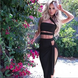 🔴Midi Maxi Black Tie Slit Dress